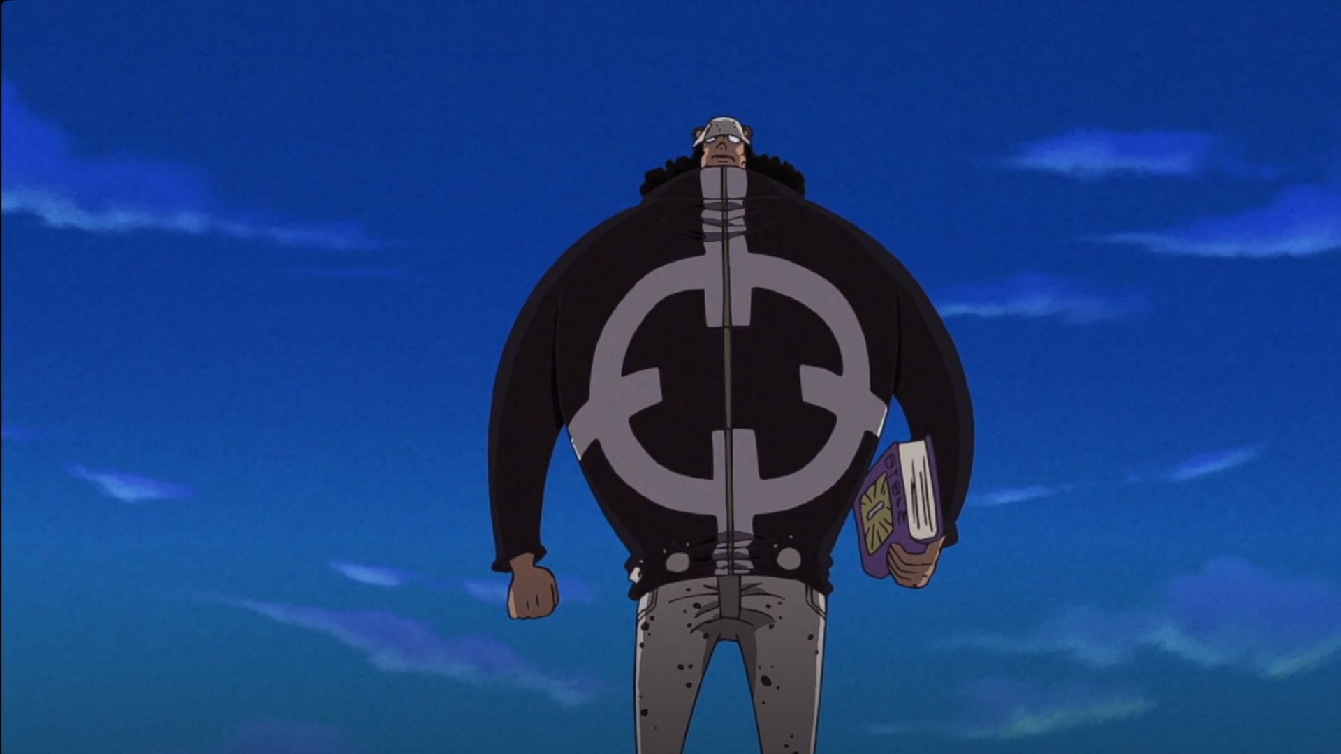 Kuma carrying his Bible in the One Piece anime (Image via Toei)