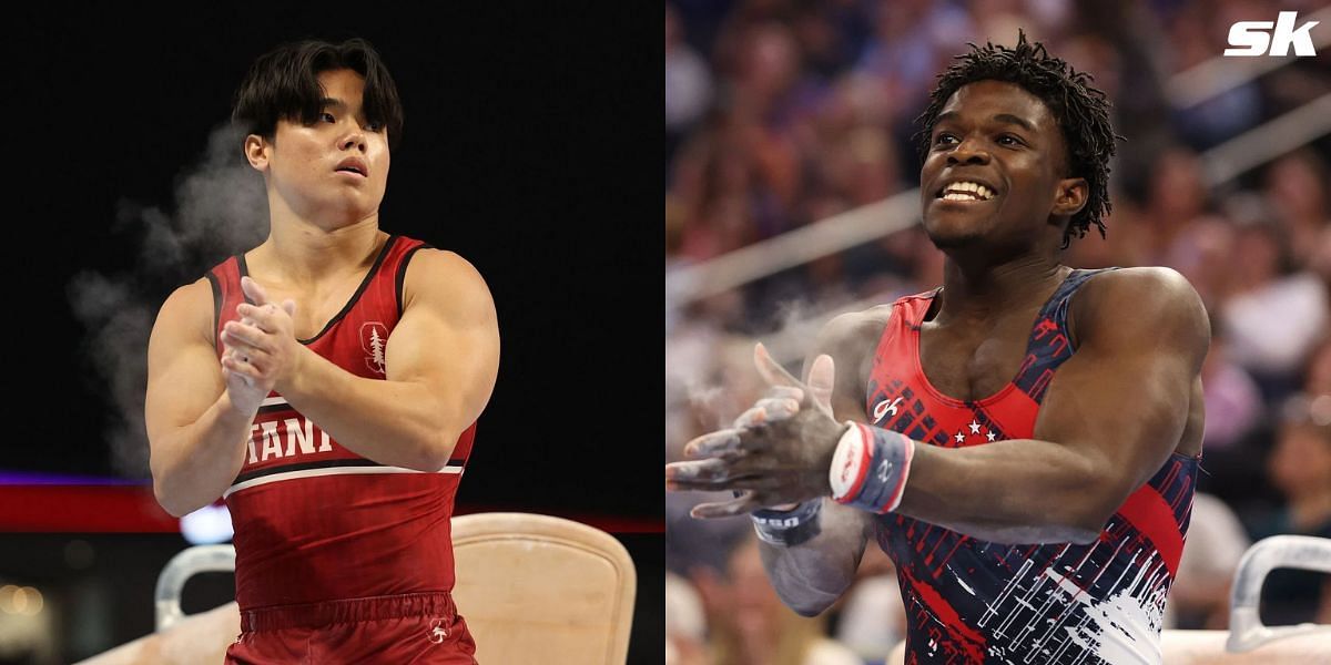 Fred Richard secured the spot to compete at the Paris Olympics after leading the all-around at the 2024  U.S. Olympic Gymnastics Trials. (Both images from Getty)