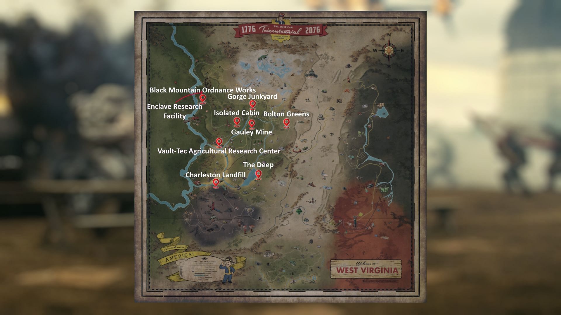 Starlight Creeper locations in Fallout 76 (Image via Bethesda Game Studios)