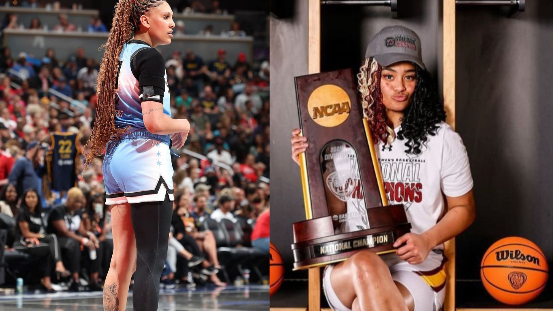 Ex-South Carolina teammates Te-Hina Paopao and Kamilla Cardoso