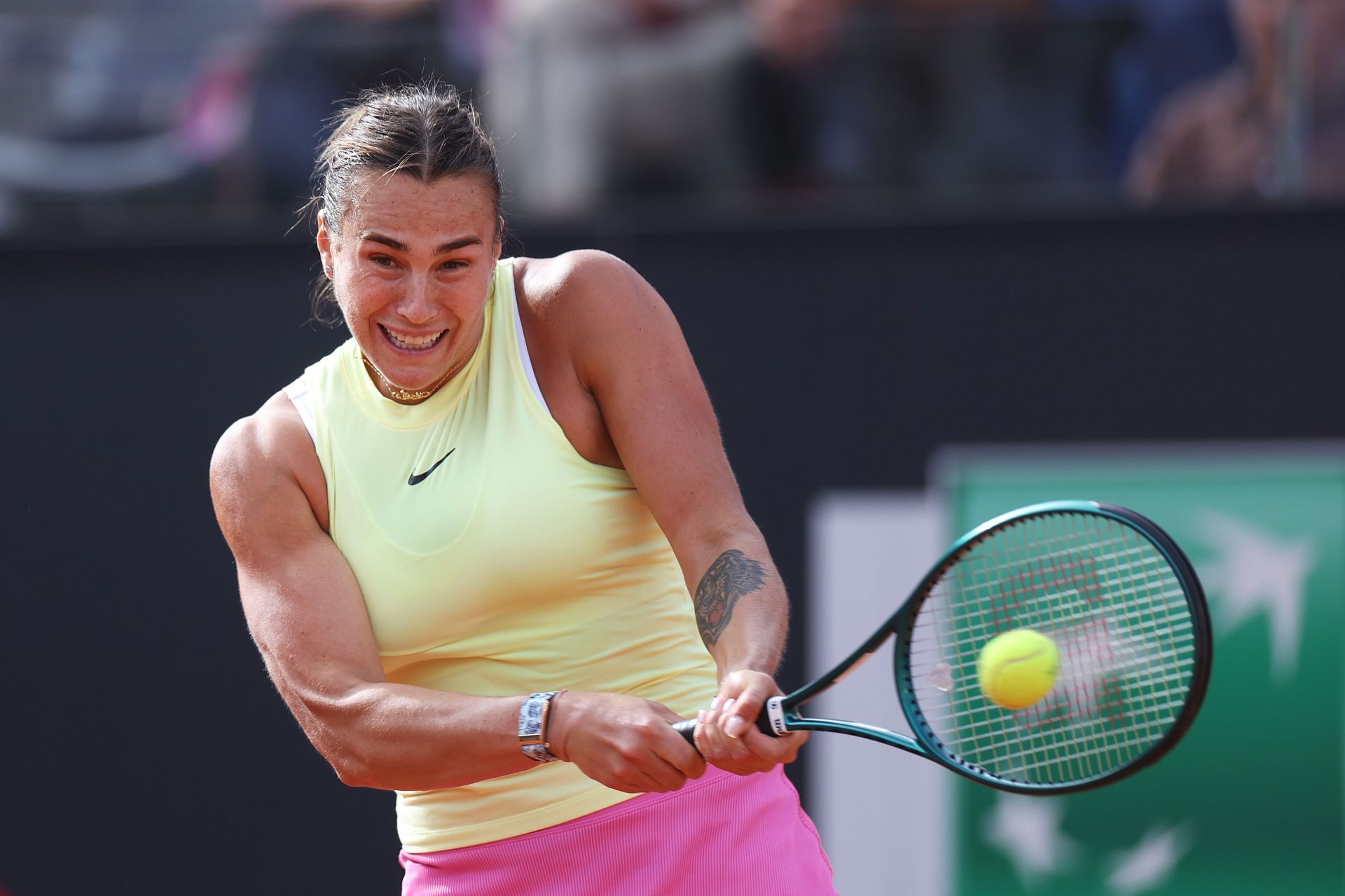 Aryna Sabalenka in action at the 2024 Italian Open