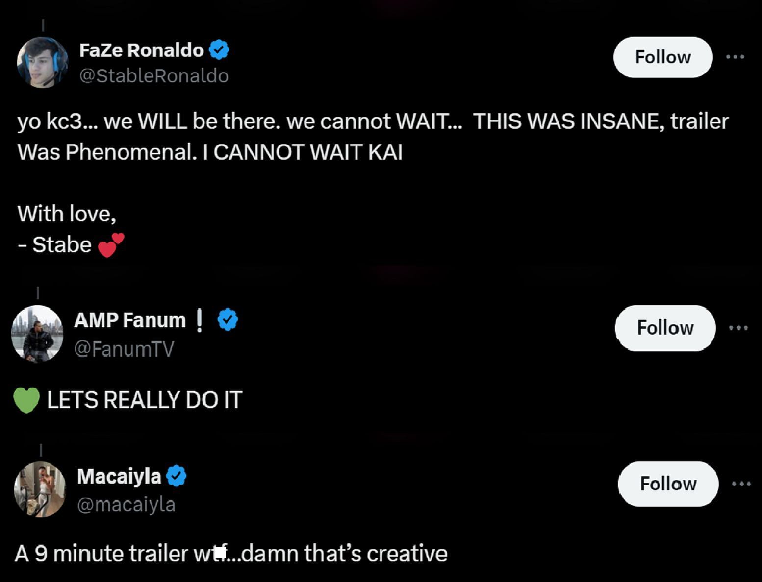 Streamers react to the trailer (Image via X)