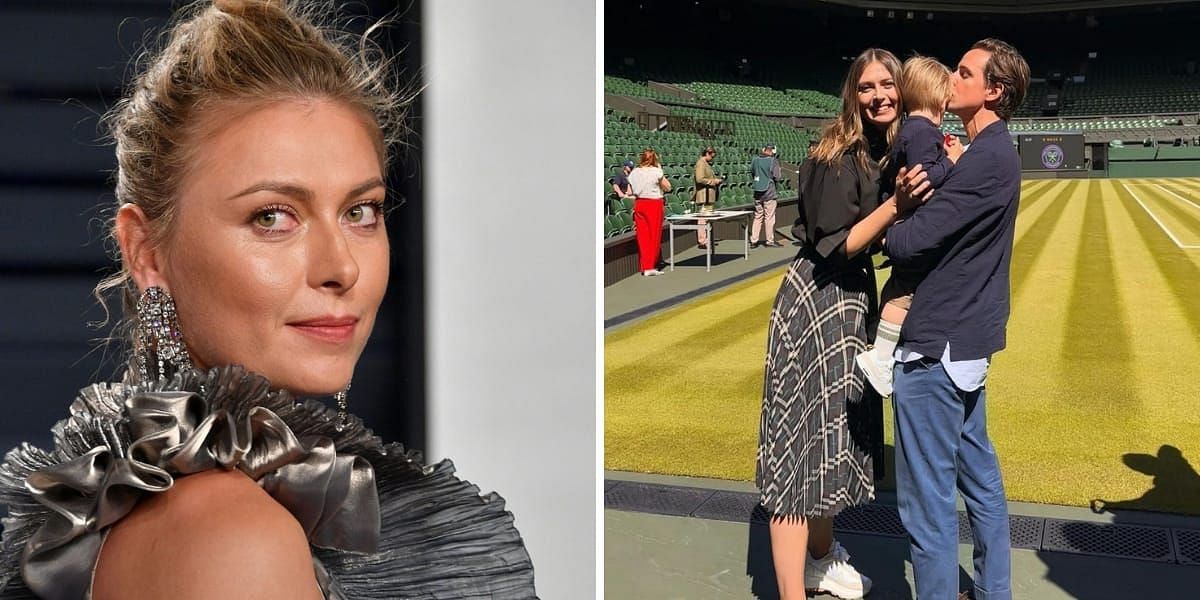 Maria Sharapova takes son and fiance on Wimbledon walkthrough (image source: left/GETTY, right/Maria Sharapova INSTAGRAM