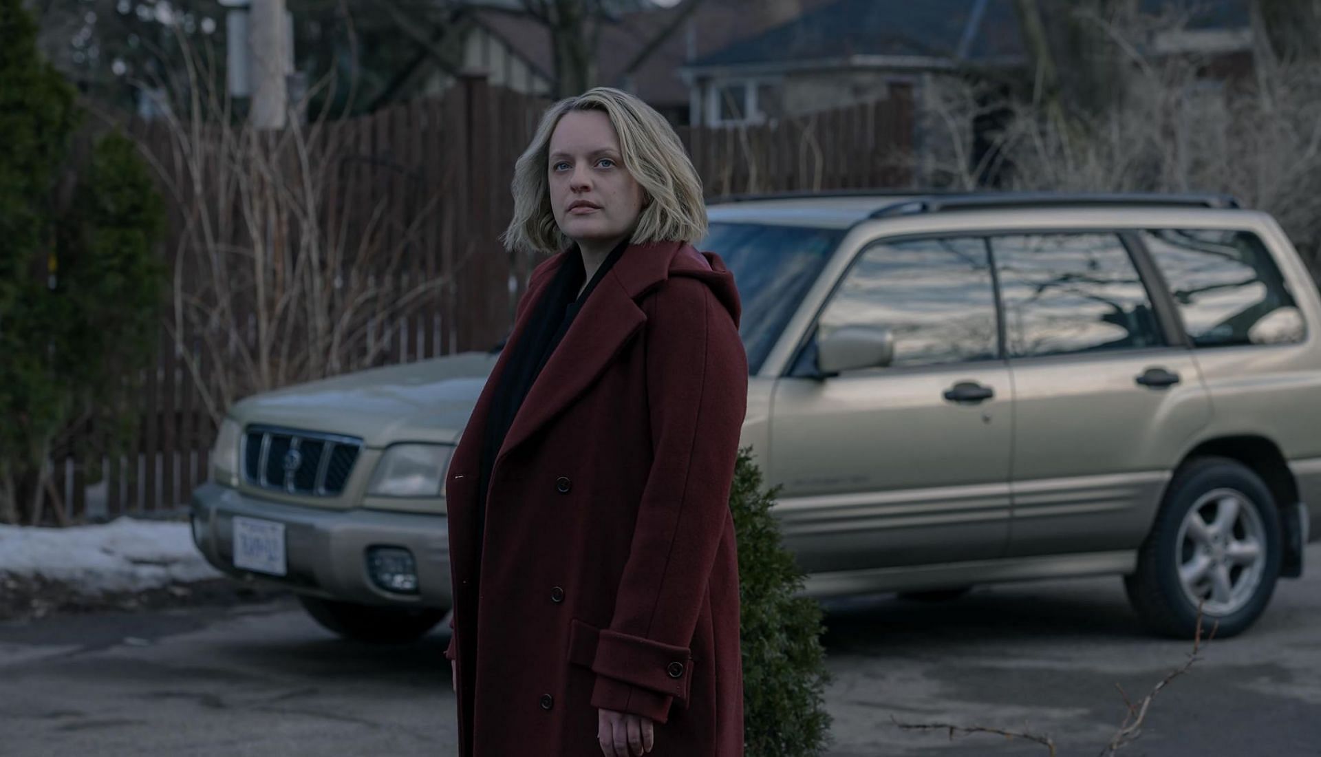 Elisabeth Moss in a still from The Handmaid