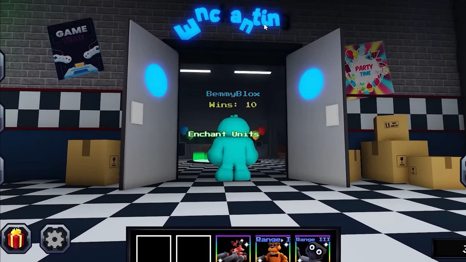 Enchanting area in the hub (Image via Roblox || Itsmellslikehonor on YouTube)