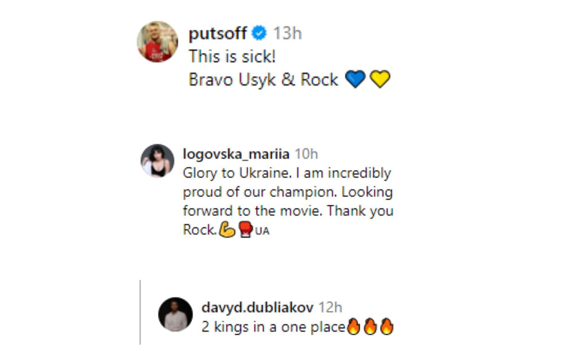 Fan reaction regarding Usyk joining &#039;The Smashing Machine&#039; [Image courtesy: @therock - Instagram]