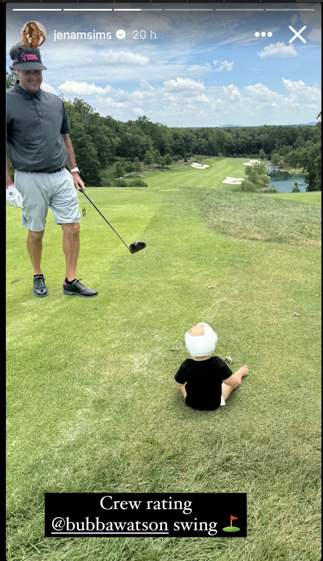 Crew Sims Koepka watching Bubba Watson play (Image via Instagram @jenamsims)