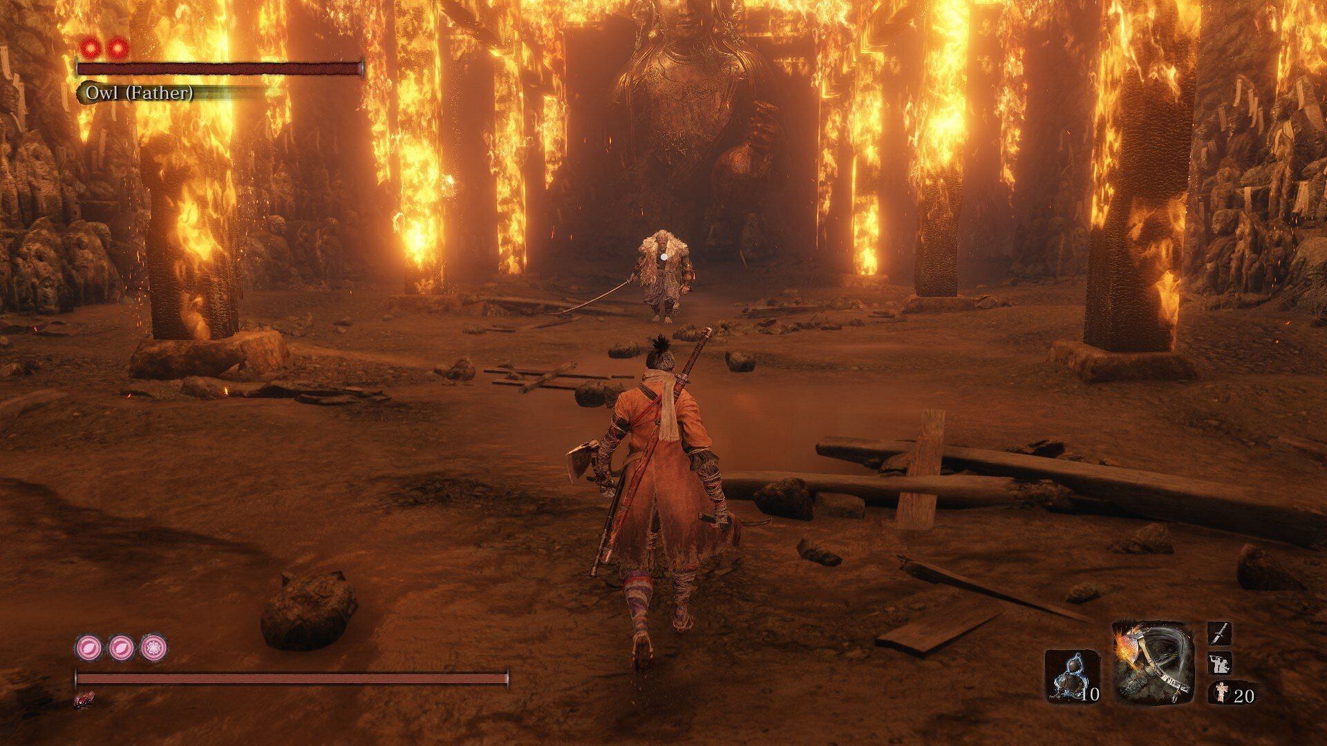 To get the Purification ending, you need to defeat Owl again, but in his more powerful form (Image via FromSoftware)