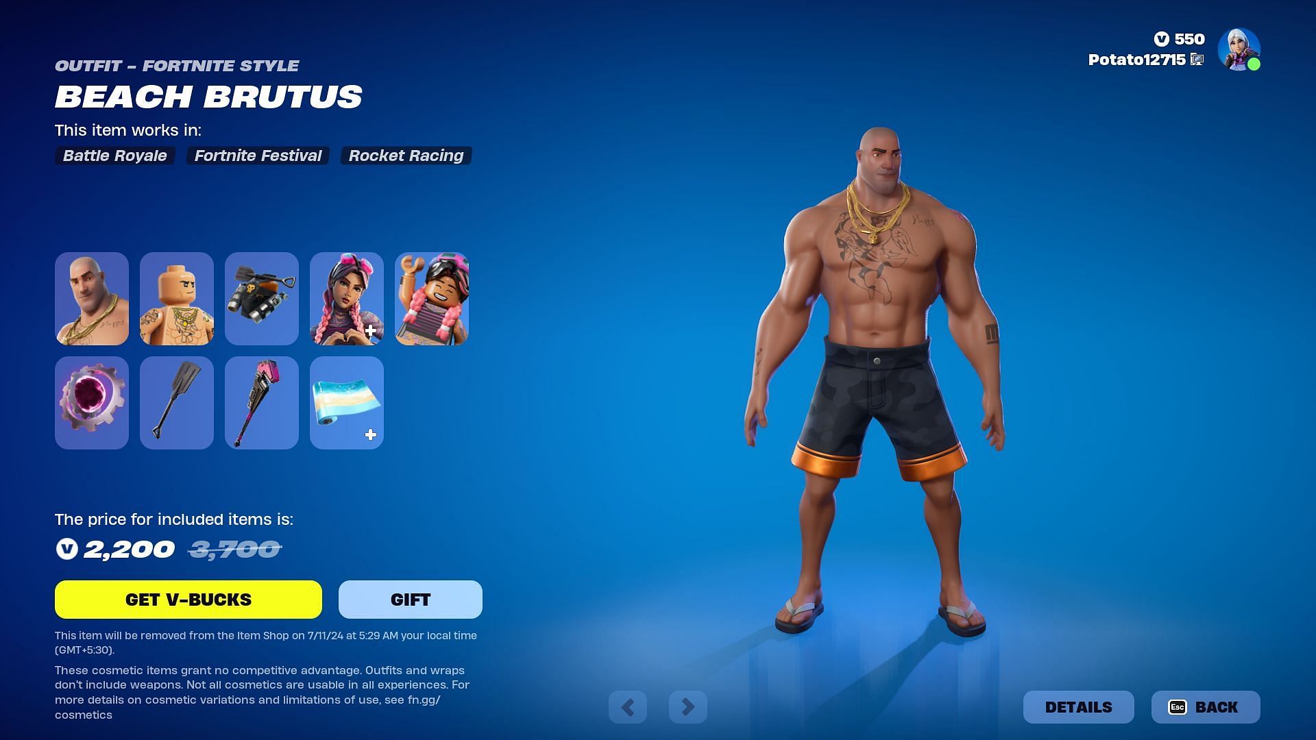 Beach Brutus and Beach Jules skin in Fortnite will remain listed until July 11, 2024 (Image via Epic Games)