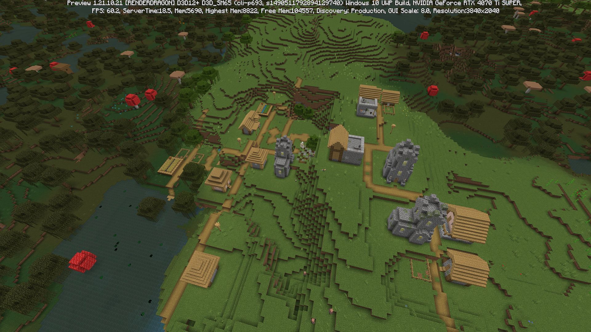 A large swamp village found on the seed (Image via Mojang)