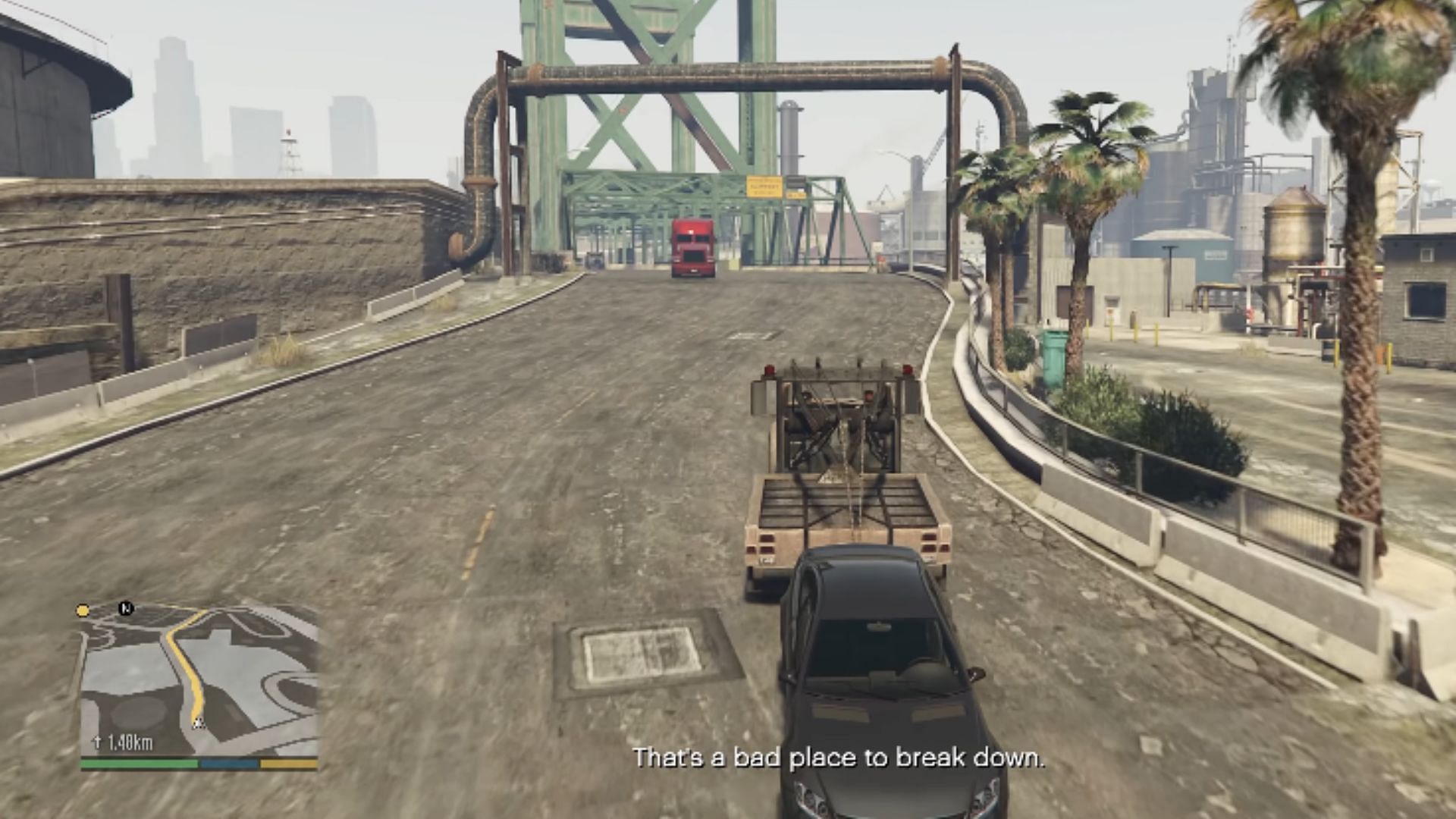 Towing missions can easily become very boring (Image via YouTube/GTA Series Videos)