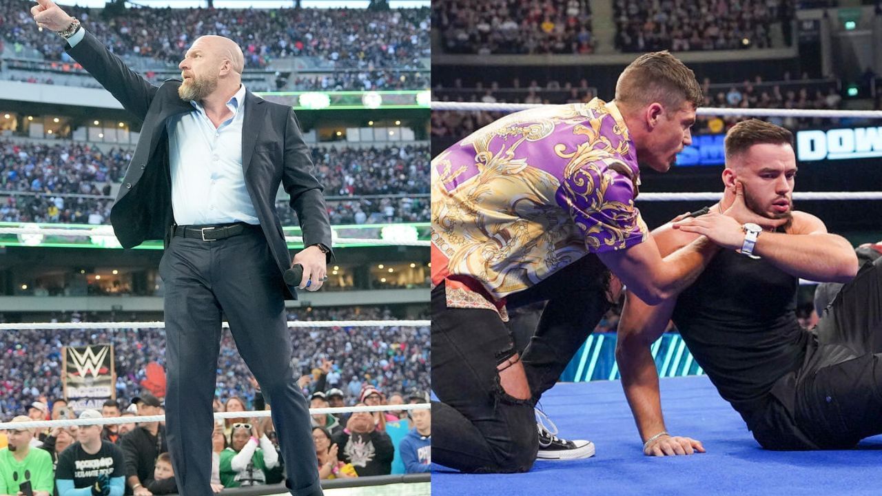Triple H needs to take the titles off Austin Theory and Grayson Waller (Image credit: wwe.com).