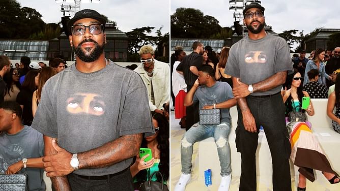 In Photos: Michael Jordan's son Marcus Jordan cuts a cool figure in all-black ensemble linking up with Kyle Kuzma at Amiri fashion show