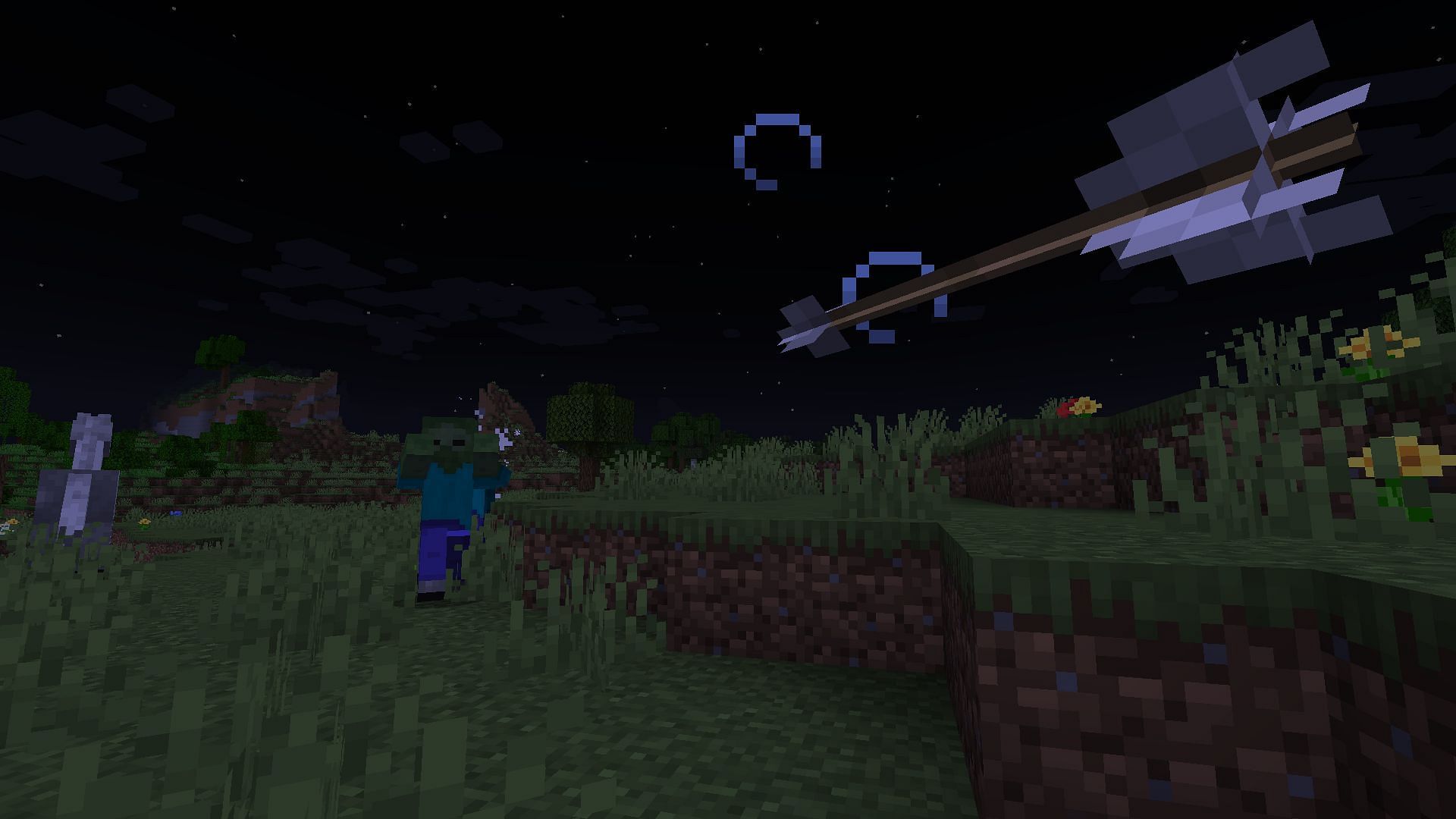 An arrow of slowness flying at a zombie (Image via Mojang)