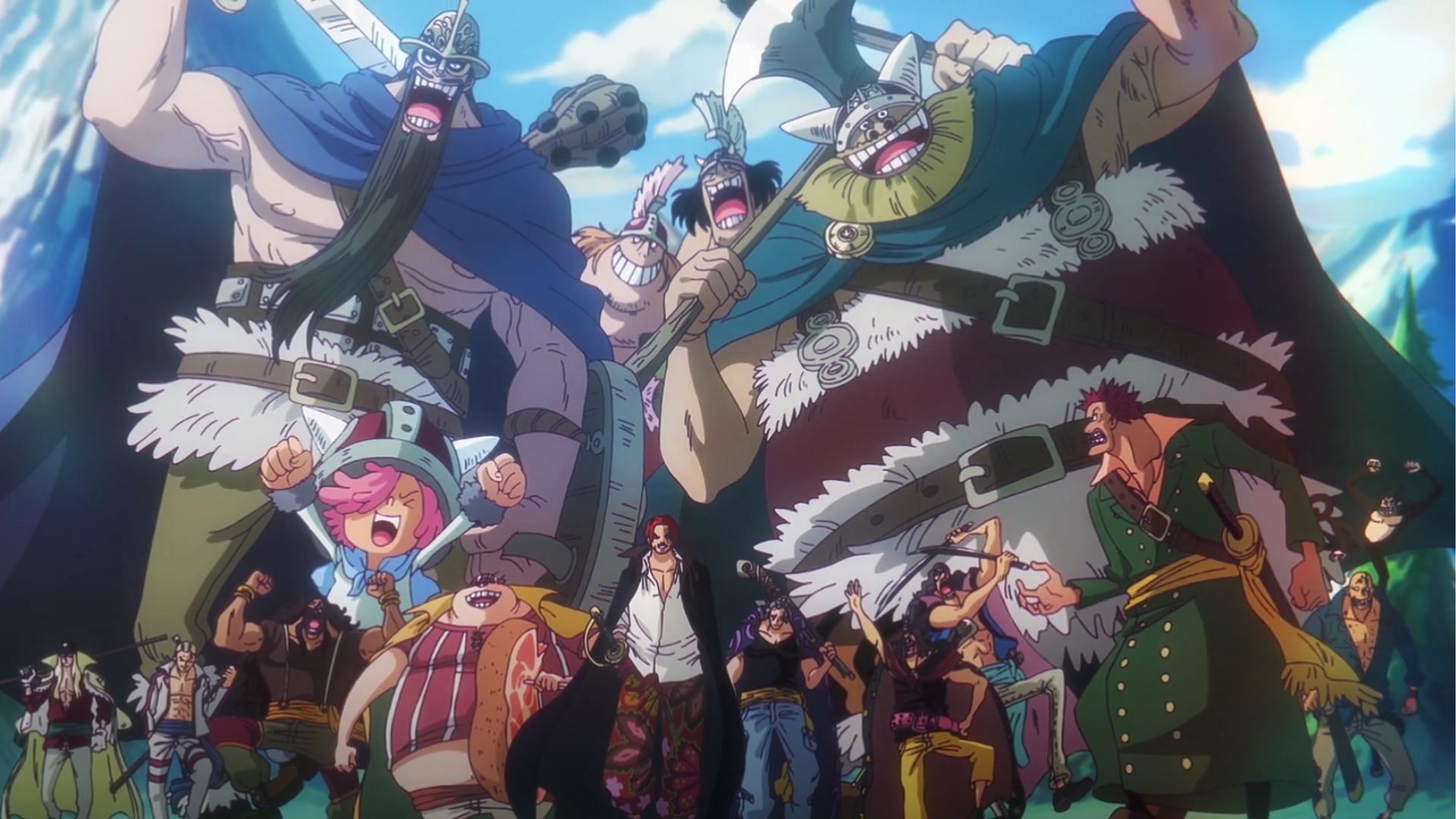 The Red Hair Pirates and Giants as seen in the One Piece episodes 1109 (Image via Toei)
