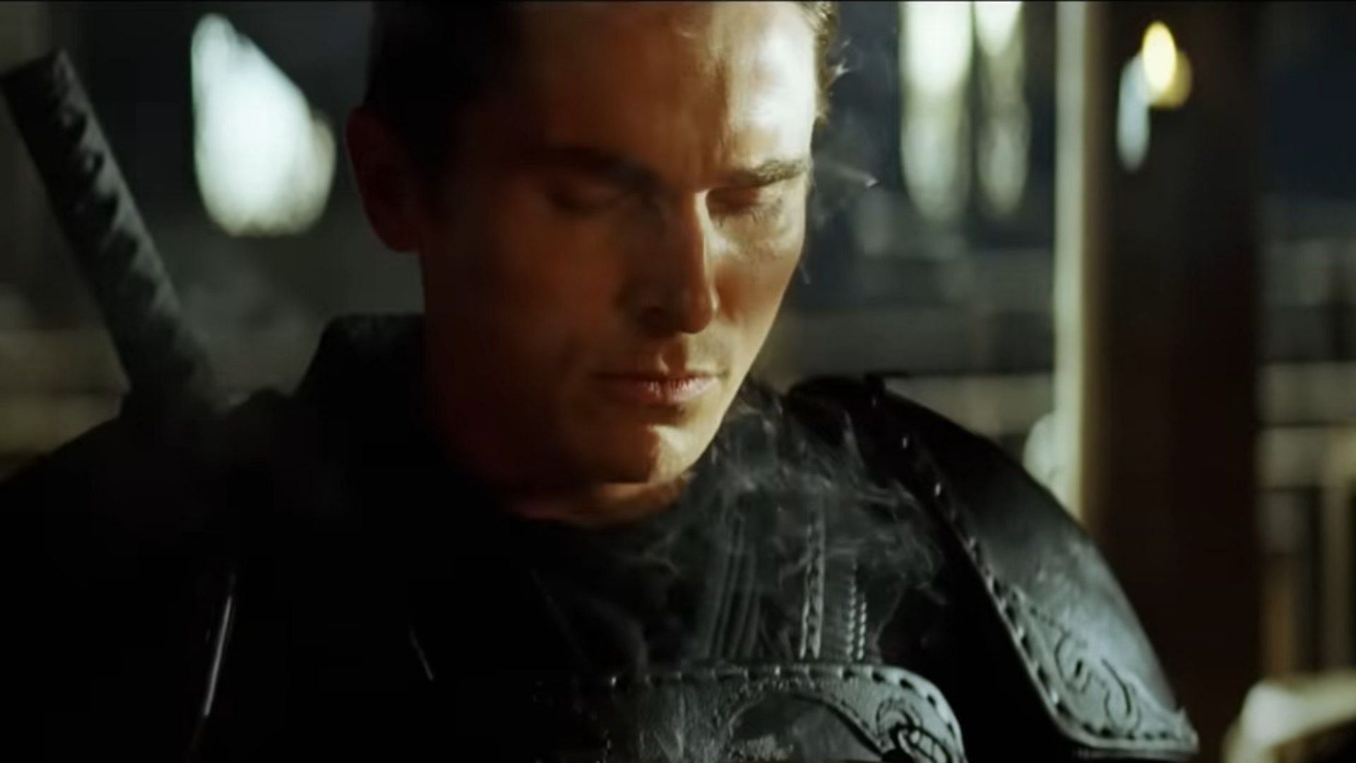 Christian Bale seen as Batman in Batman Begins (Image via Warner Bros. UK &amp; Ireland, Batman Begins trailer, 0:36)