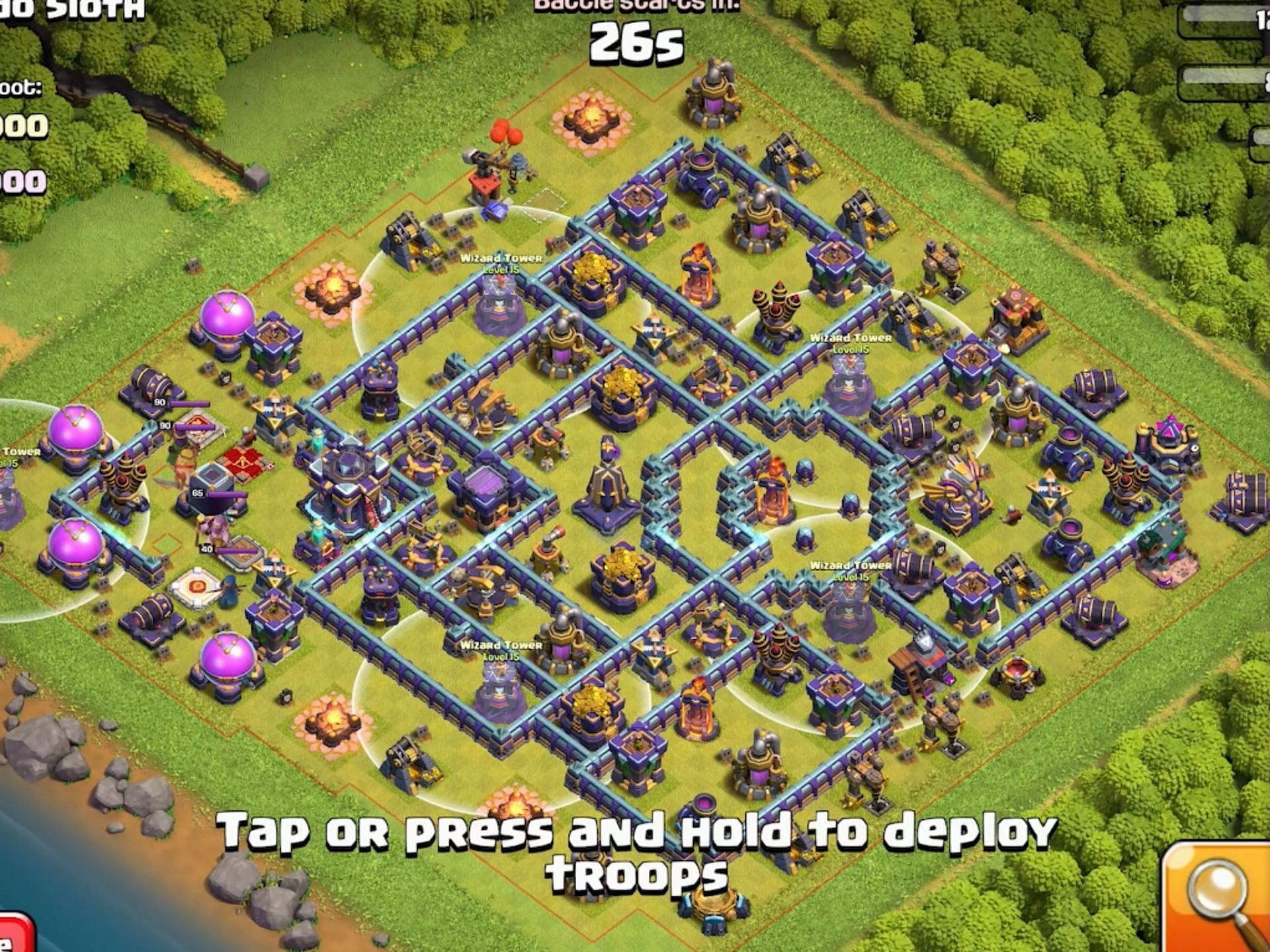 Range of all Wizard Towers (Image via Supercell || Judo Sloth Gaming/YouTube)