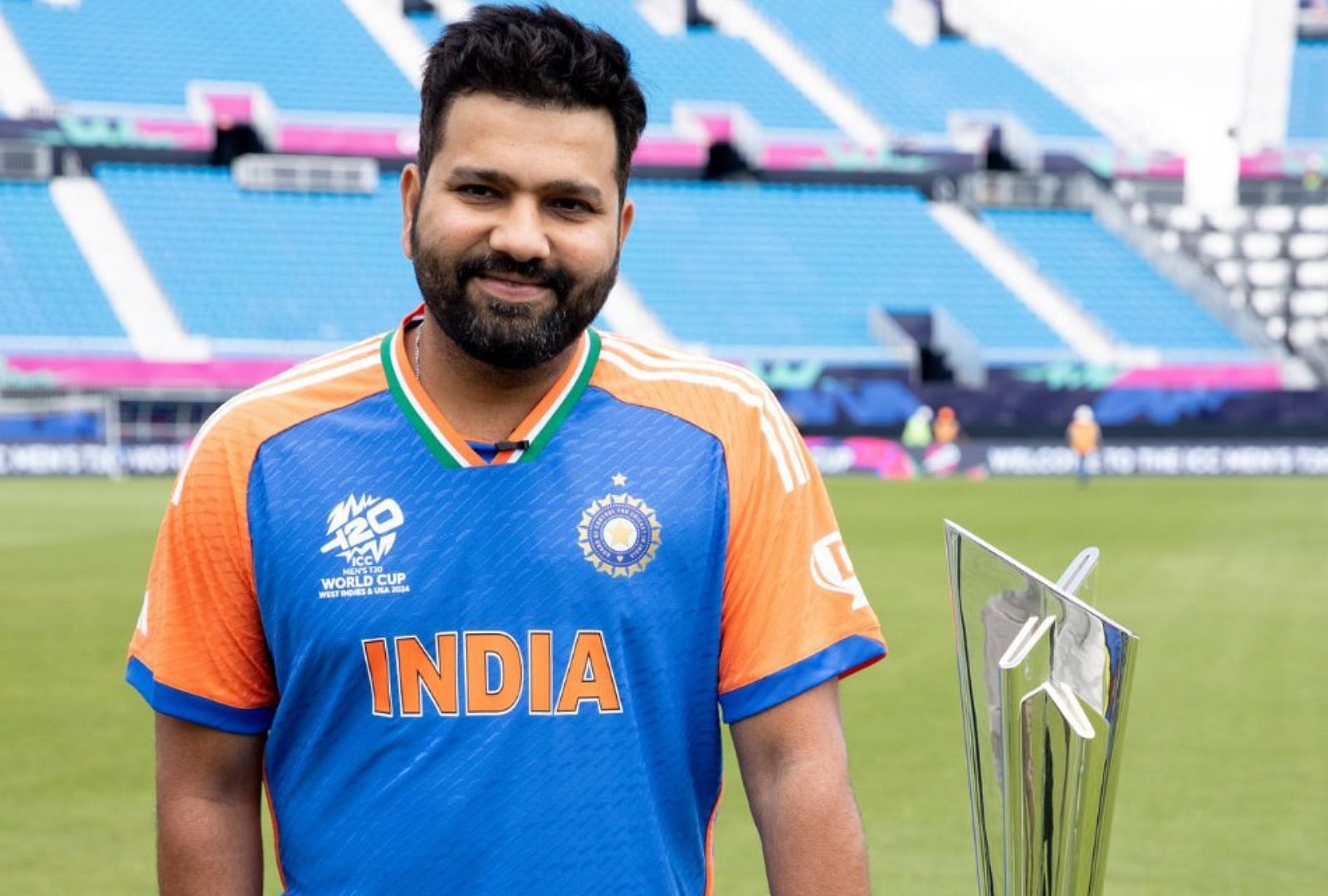 Rohit Sharma with the T20 World Cup trophy. (PC: ICC)