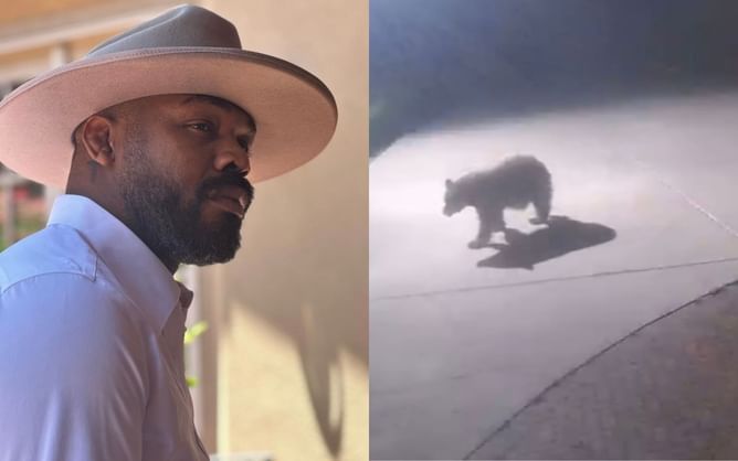 "Sorry buddy, no cocaine over here" - Jon Jones shares footage of a black bear in his driveway