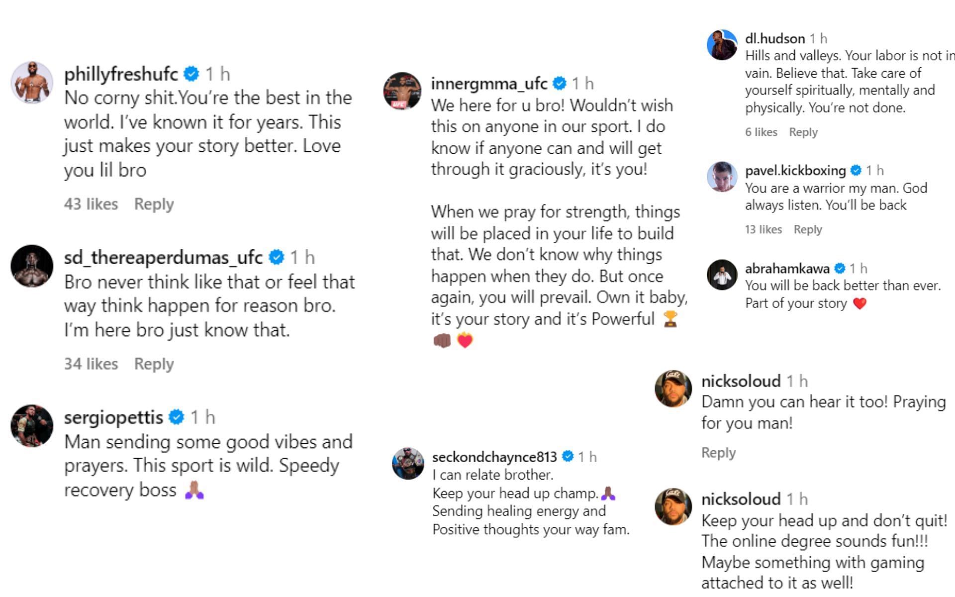 Fighters react to Mike Davis&#039; injury ahead of UFC Denver [Images via: @mikedavismma on Instagram]