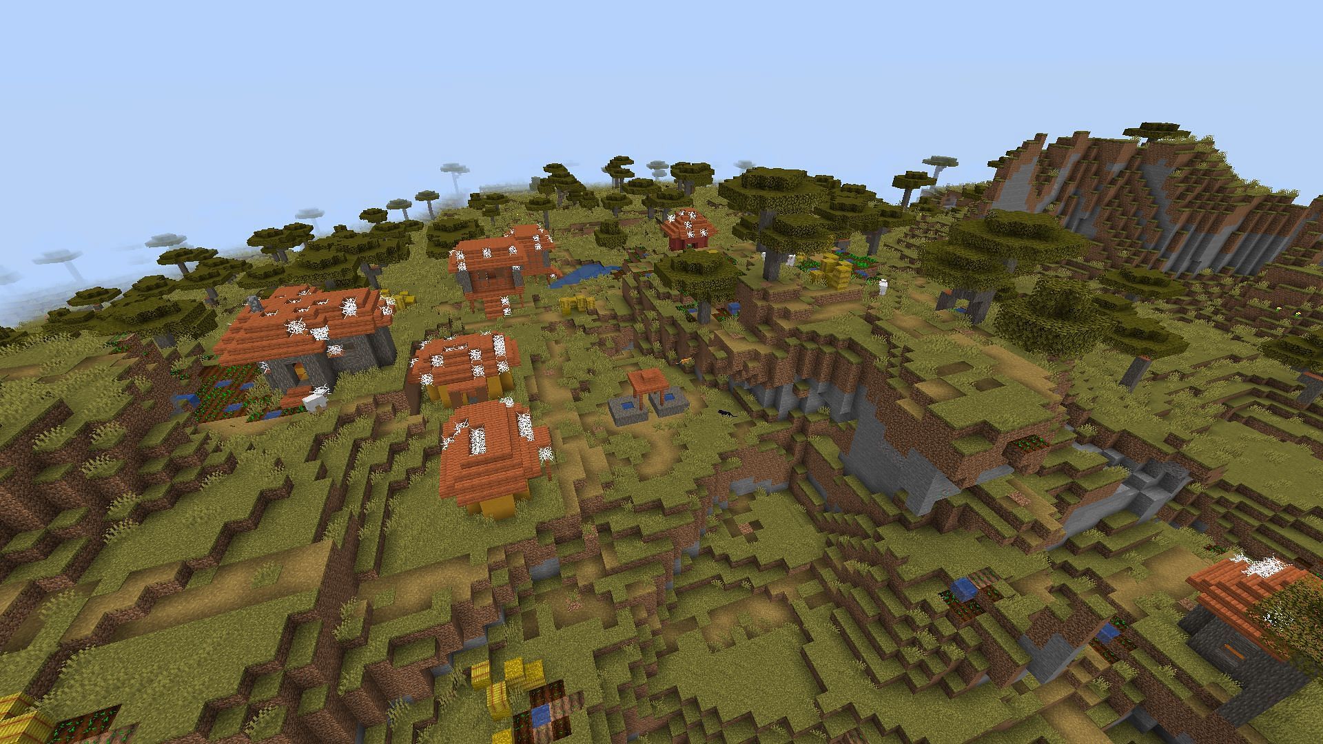 The zombie village found near spawn (Image via Mojang)