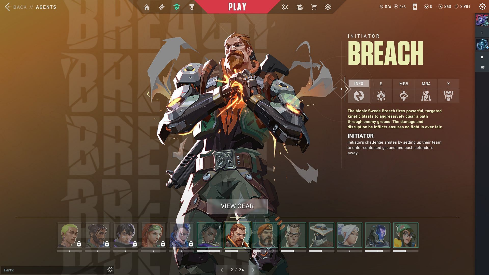 Breach as shown in the agents menu (Image via Riot Games)