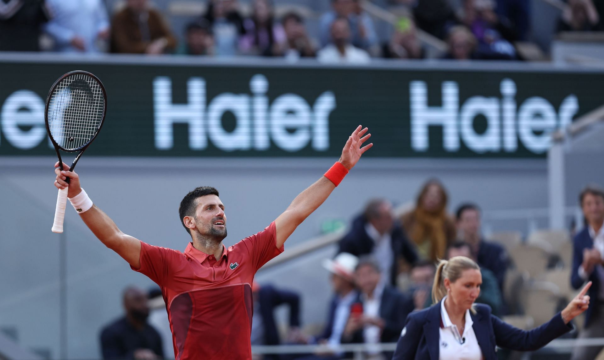 Novak Djokovic celebrates his win over Francisco Cerundolo