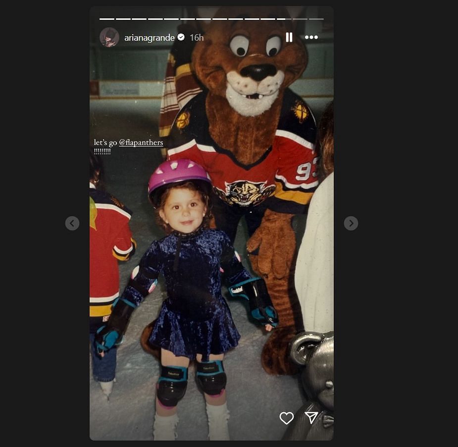 Ariana Grande with the Panthers mascot as a kid