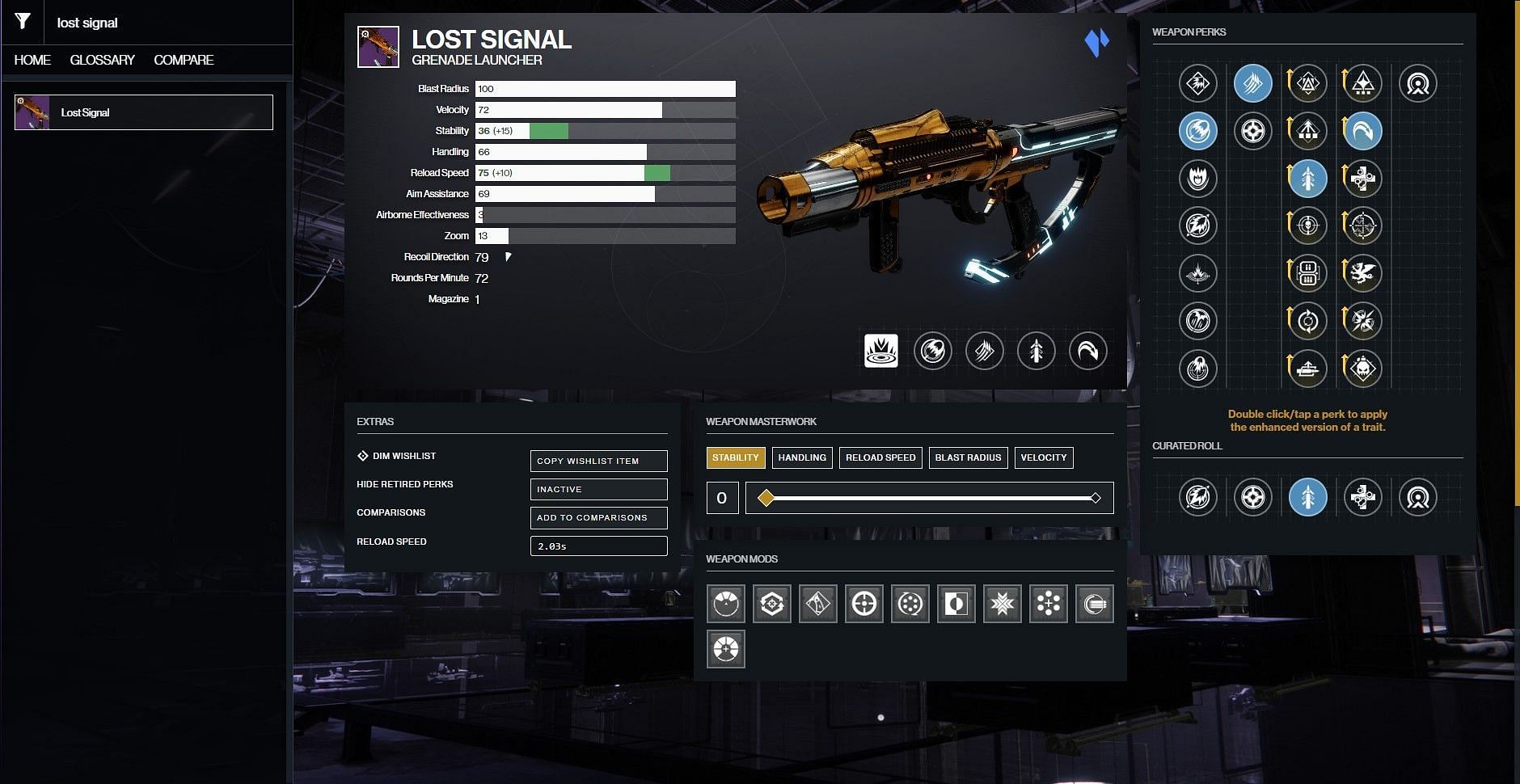 Lost Signal PvP god roll (Image via Bungie) 