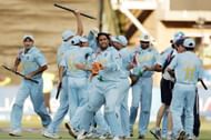 MS Dhoni of India and his team mates celebrates their victory during the final match of the ICC Twenty20 World Cup between Pakistan and India held at the Wanderers Cricket Stadium on September 24, 2007 in Johannesburg, South Africa. (Photo by Duif du Toit/Gallo Images/Getty Images)
