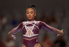 Suni Lee trains on uneven bars after the U.S. Gymnastics Championships with the Olympic trials in foresight
