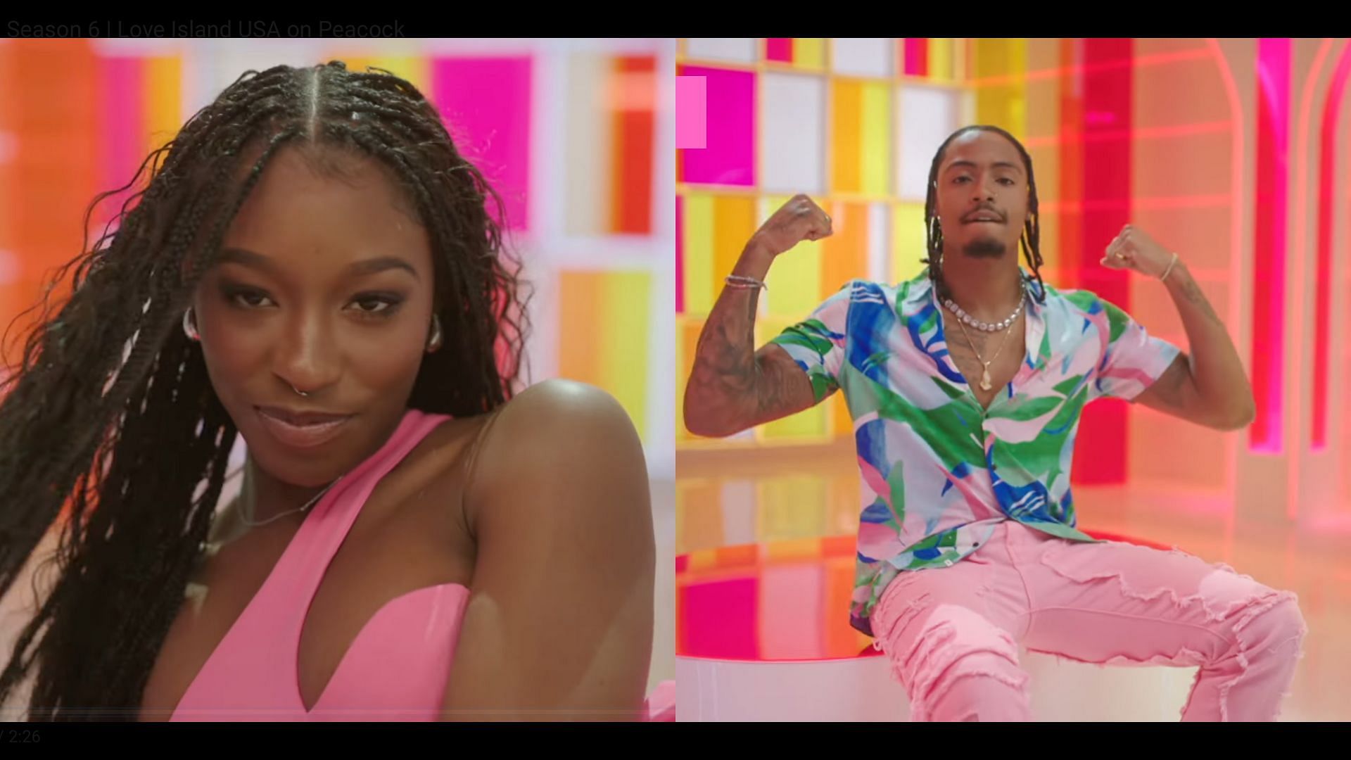 Stills from the teaser featuring Serena and Cordell (Image via YouTube/@LoveIslandUSA)