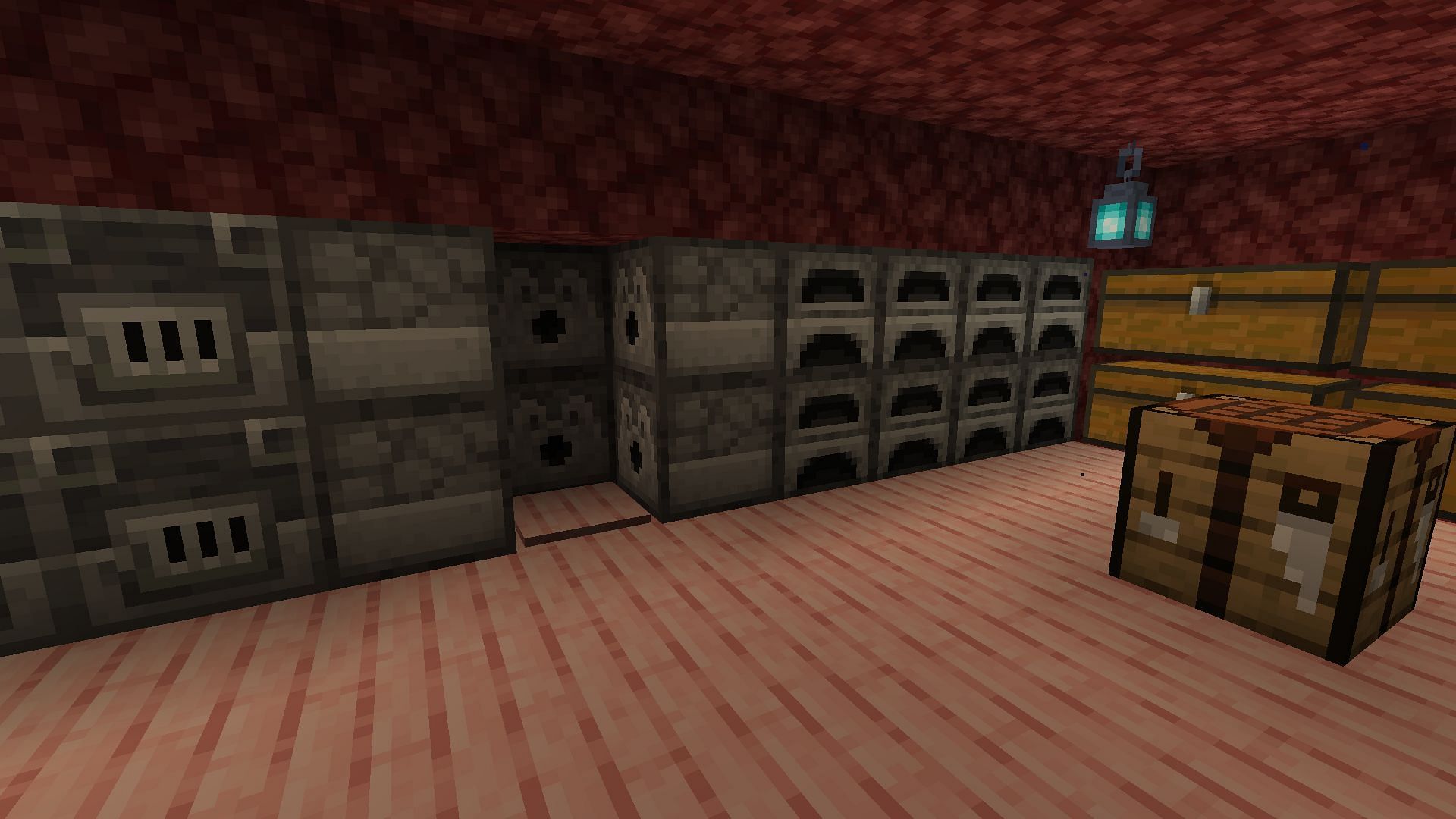 An armor station in a Nether base (Image via Mojang)