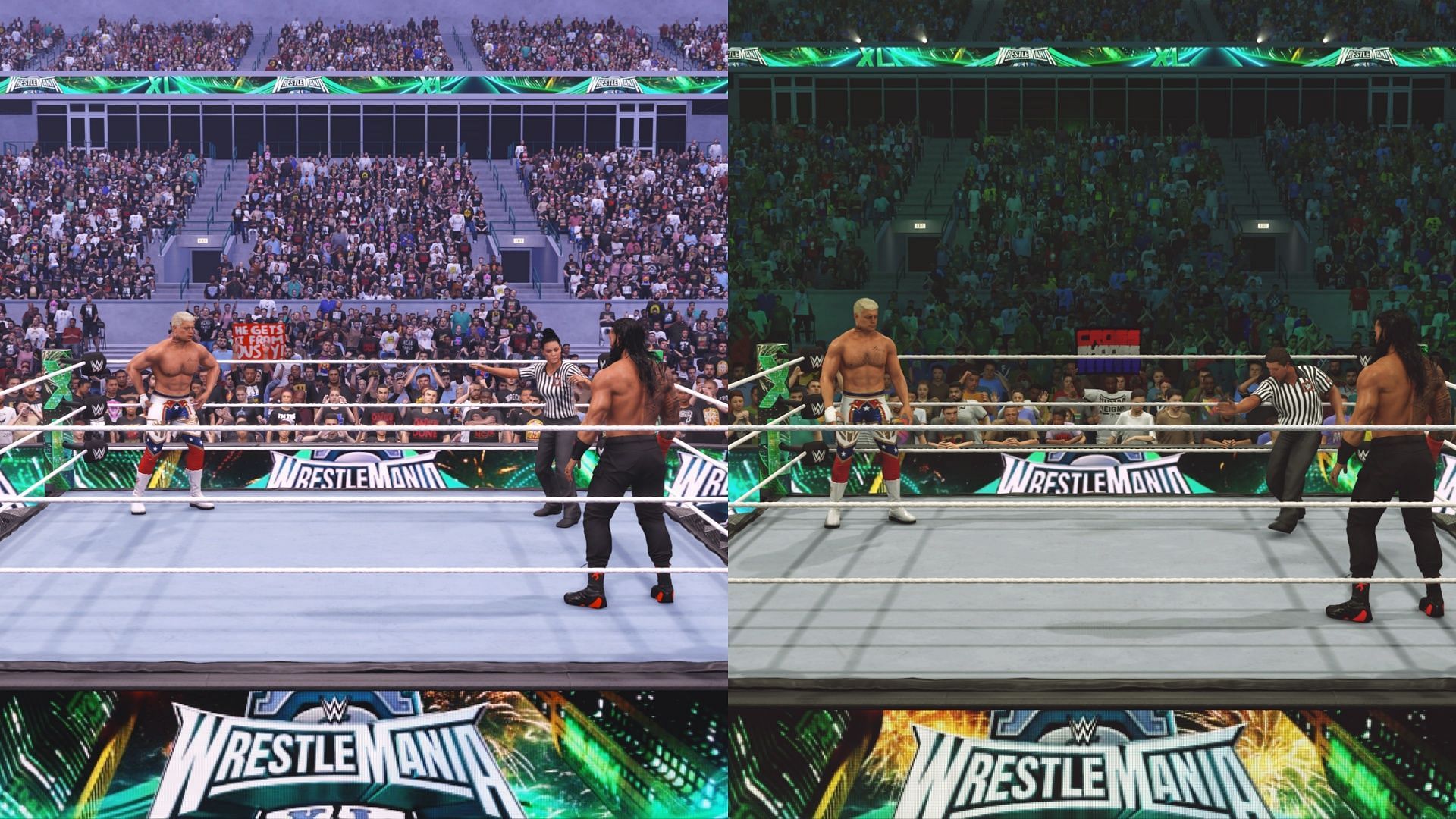 The WrestleMania XL arena was added recently for WWE 2K24 users to recreate their favorite matches, or make some new memories (Image via 2K Games)