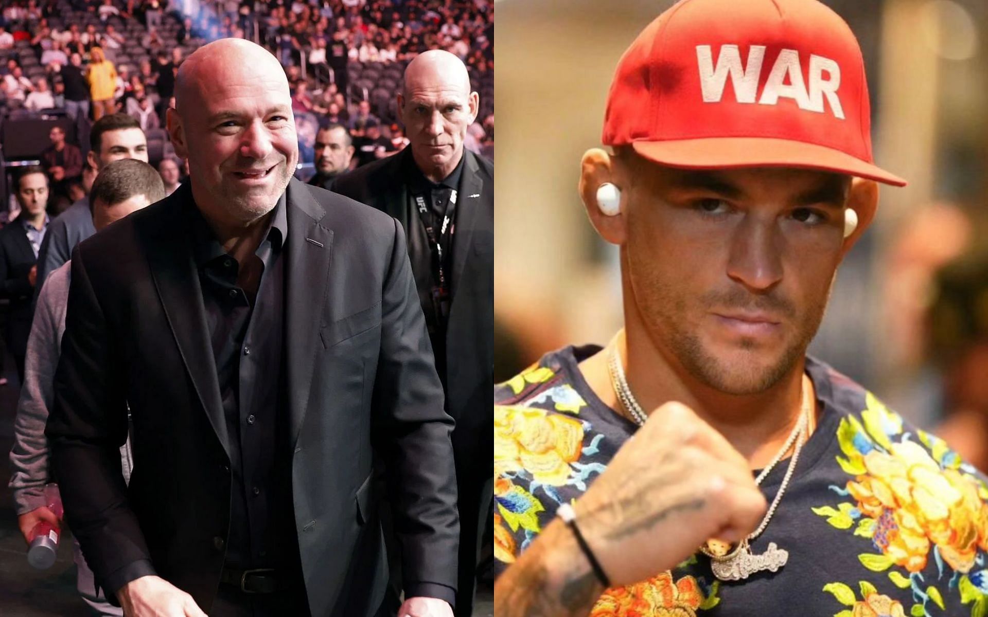 Dana White (left) shares his thoughts on wanting to see Dustin Poirier (right) fight again [Images courtesy: Getty Images and @dustinpoirier on Instagram]