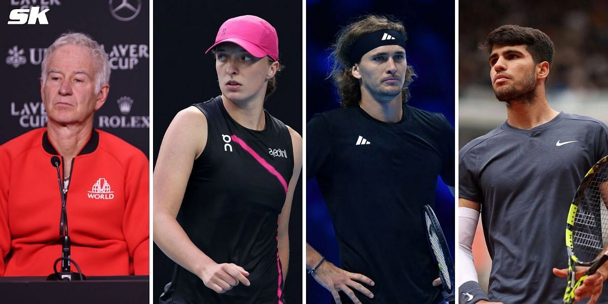 (Left to Right) John McEnroe, Iga Swiatek, Alexander Zverev, Carlos Alcaraz (Source: Getty Images)