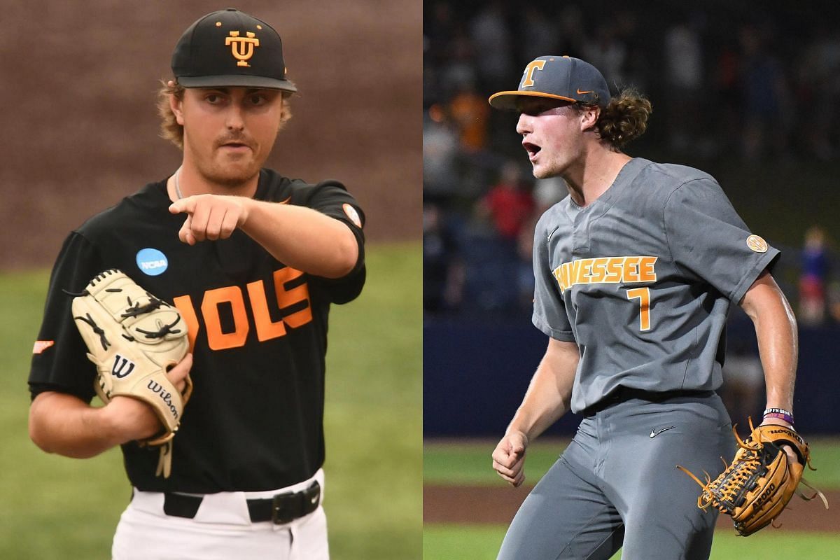 Tennessee baseball players engage in humorous banter during Vols media day in Omaha