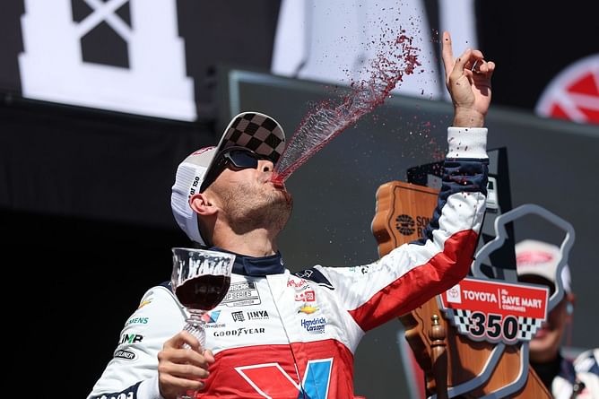Kyle Larson scores a stunning victory at Sonoma beating Chris Buescher and Martin Truex Jr