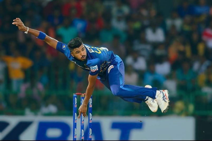 Dilshan Madushanka bowling against Zimbabwe in a T20I in January 2024 (Image Credits: Dilshan Madushanka&#039;s Instagram)