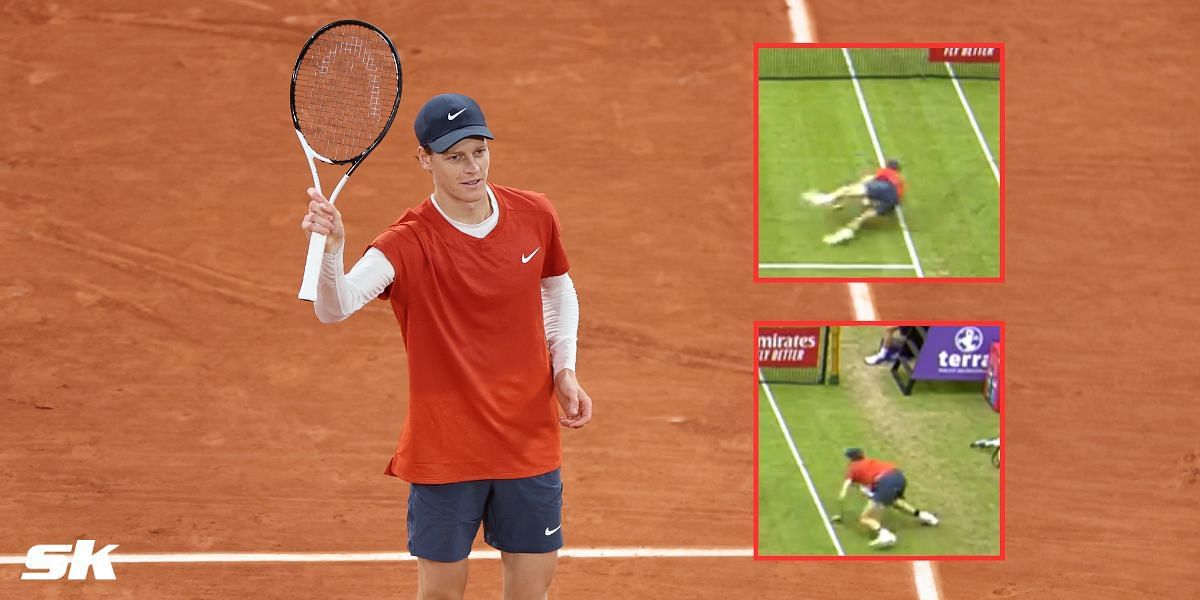 Jannik Sinner hits a miraculous shot (Source: Getty, X/ Tennis TV)