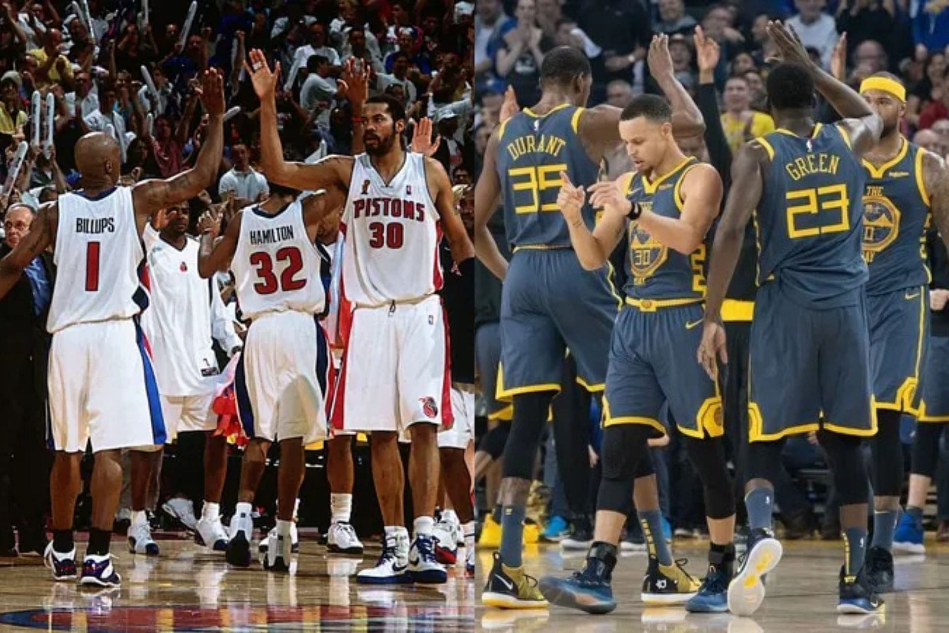 The 2004 Pistons vs the 2017 Warriors: Who you got? (NBA, Getty)