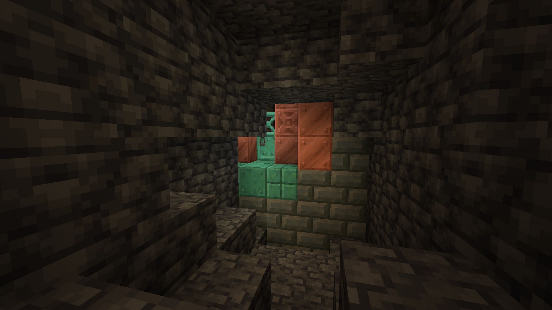 A cave leading right to a trial chamber (Image via Mojang)