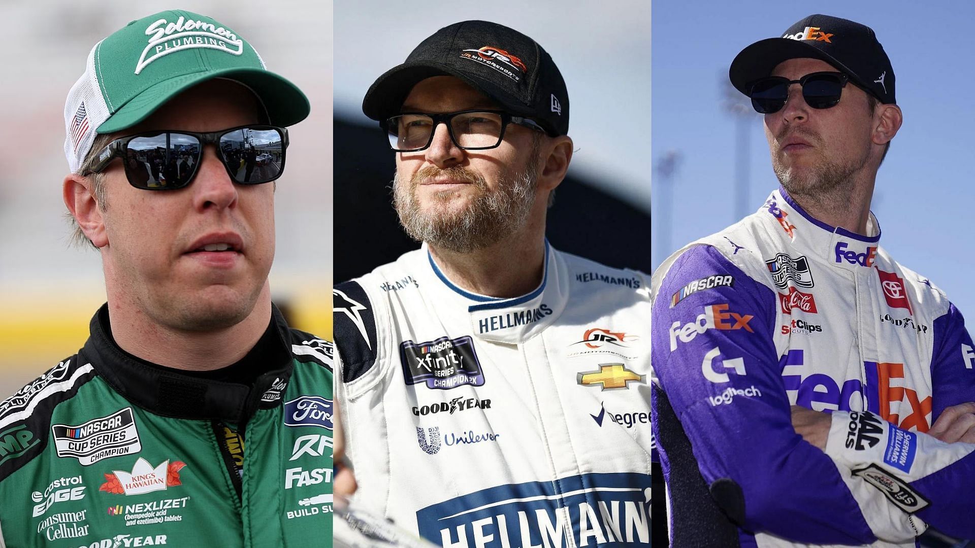 Brad Keselowski (L) turns down the idea of taking up extra curriculars practiced by Dale Earnhardt Jr. (Center) and Denny Hamlin (R) (Image Sources: All images from Getty)