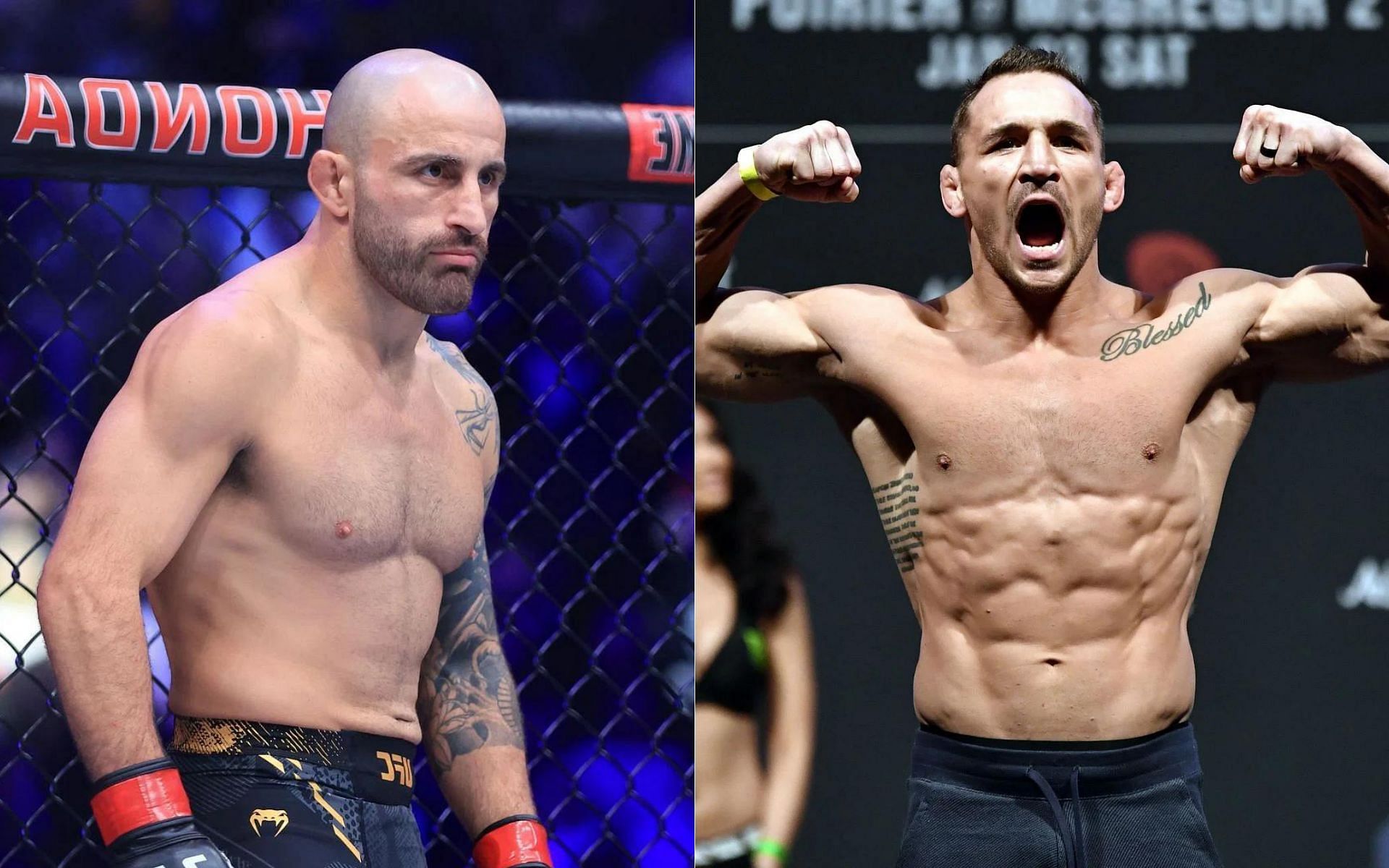 Fans mention Michael Chandler (left) in the comments section of Alexander Volkanovski