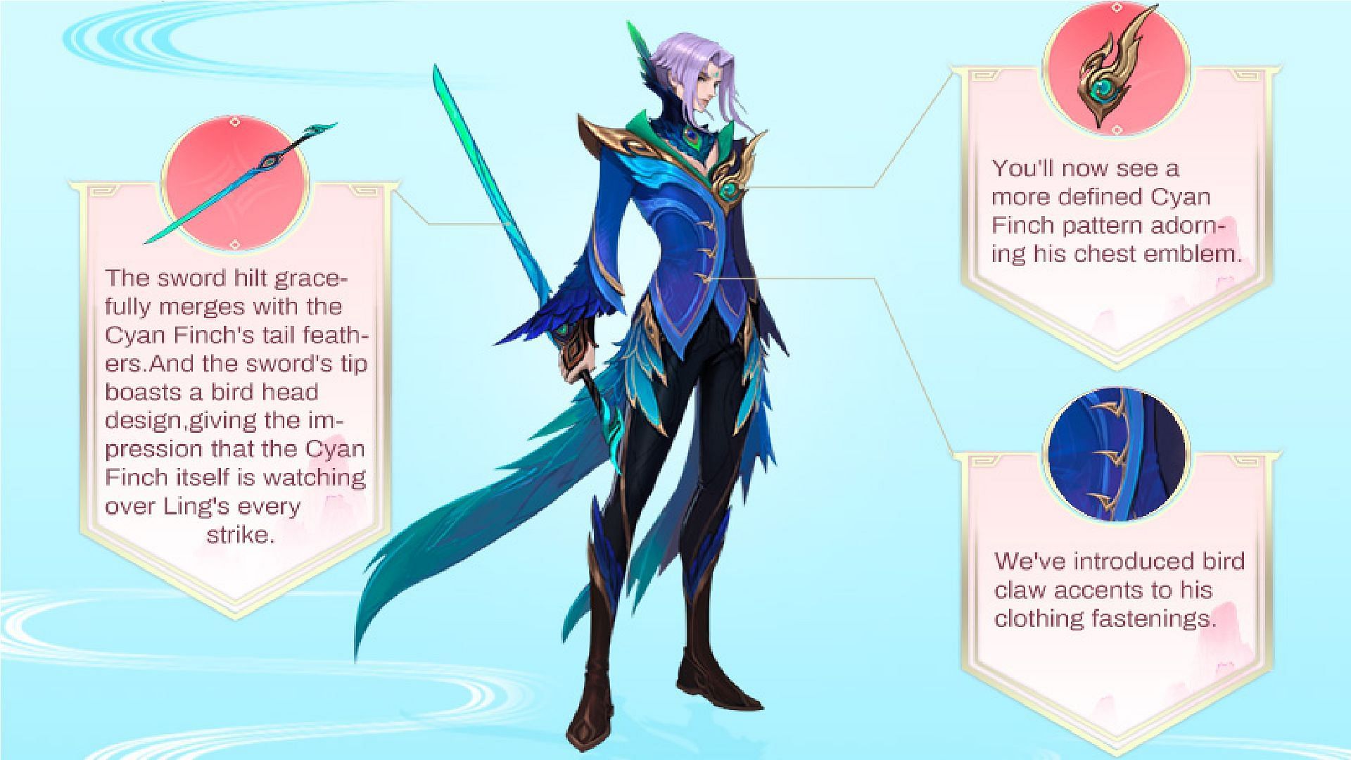 Cyan Finch&#039;s return in Ling&#039;s appearance has been promised in the upcoming hero reworks in MLBB (Image via Moonton Games)