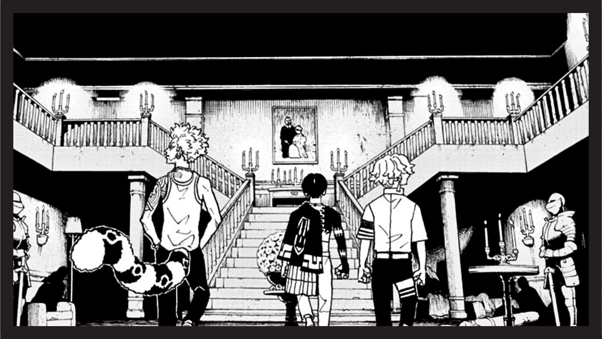 The Hibaru Faction enter a haunted house in Negai no Astro chapter 8 (Image via Ken Wakui/Shueisha)