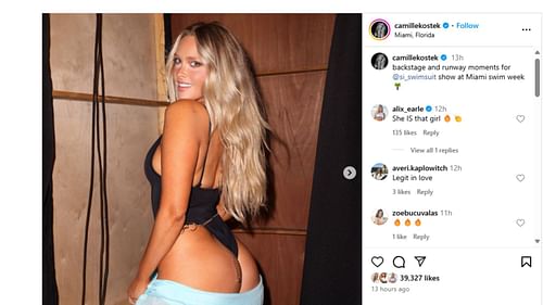 Earle loved Camille Kostek's recap from SI Swimsuit Week. (via Camille Kostek IG)