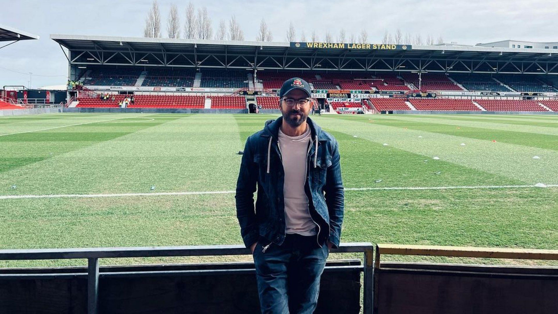 Ryan Reynolds seen at the Welsh football stadium Racecourse Ground (Image via Instagram/@Vancityreynolds)