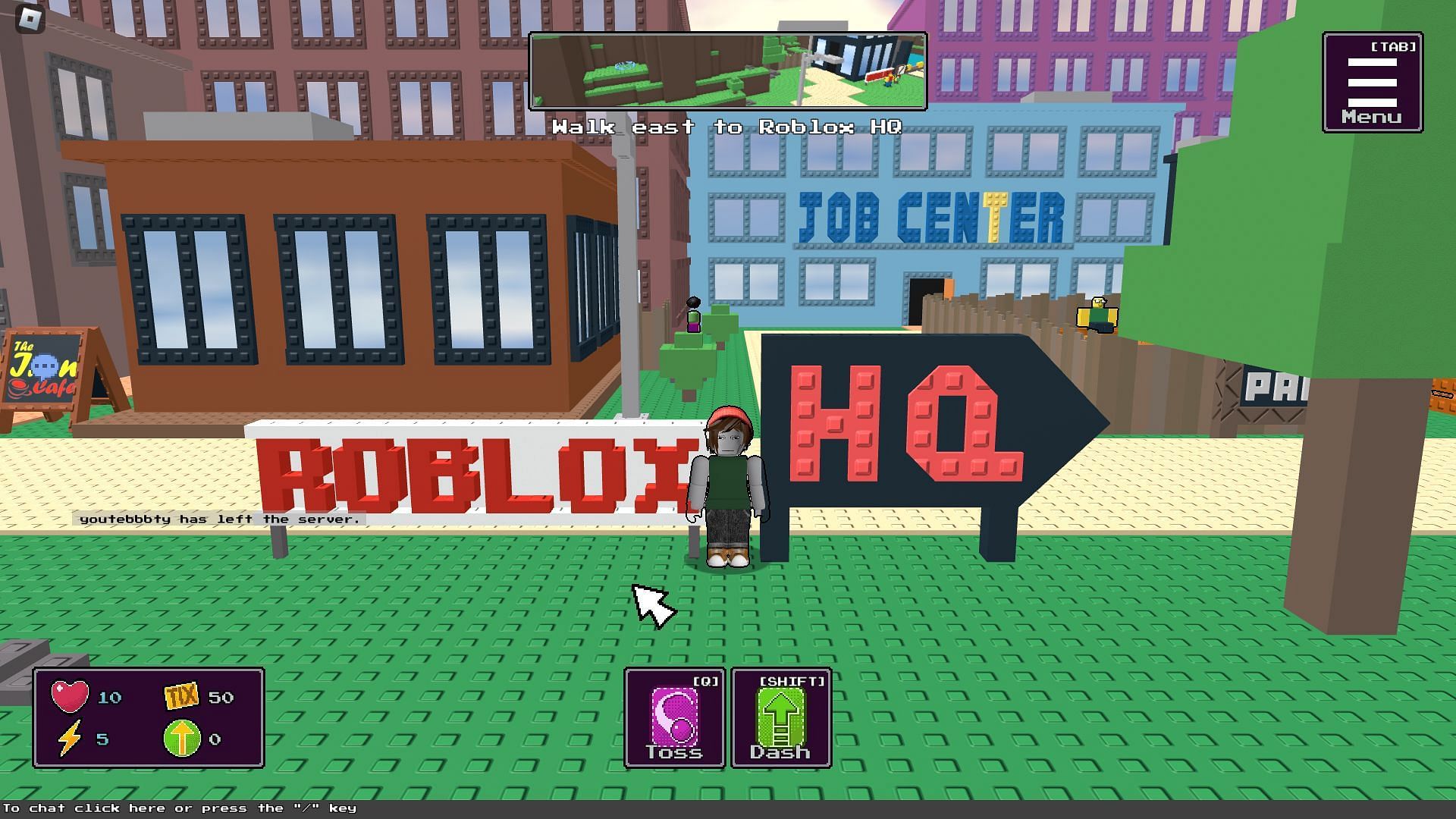 Roblox HQ, an early game area (Image via Roblox)