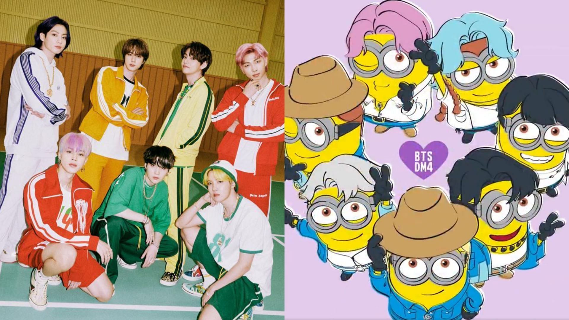 BTS &amp; Despicable Me 4 (Image via Instagram/@bts_bighit, via X/@minions)